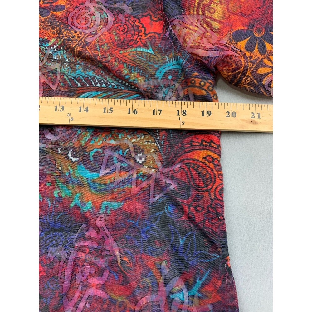 Chicos Womens Shirt 0 Small Fairy Linen Blend Art to Wear Sheer Boho Whimsical - Picture 6 of 8
